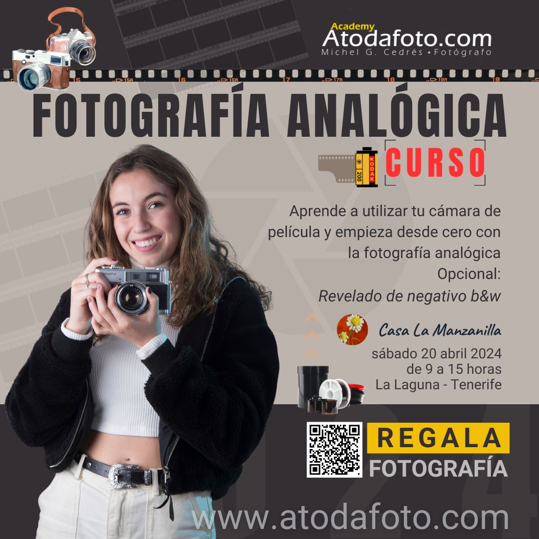 Curso de iniciación a fotografía analógica y taller de revelado de negativos de 35mm en blanco y negro, en Tenerife